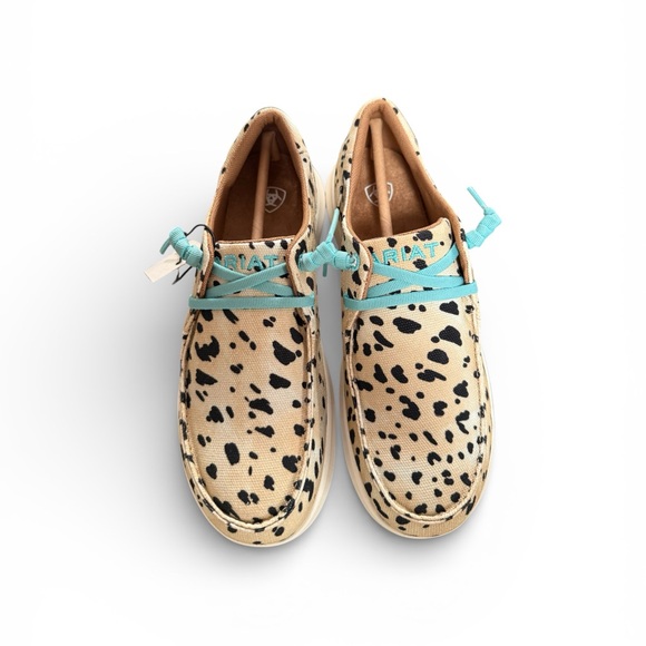 Ariat Spotted Print Shoes with Turquoise Accents Washed Animal Print - Picture 2 of 2